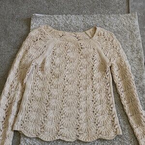 Cream Lace Knit Sweater